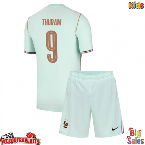France Marcus Thuram #9 Replica Away Stadium Kit for Kids World Cup 2026 Short Sleeve (+ pants)